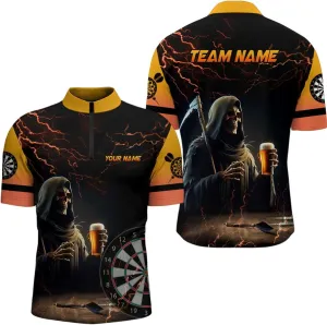 Customized Dart Shirts, Dart Jersey, Dart Jerseys for Men, Purple Fire Flame Dart Board 3D, Custom Jersey