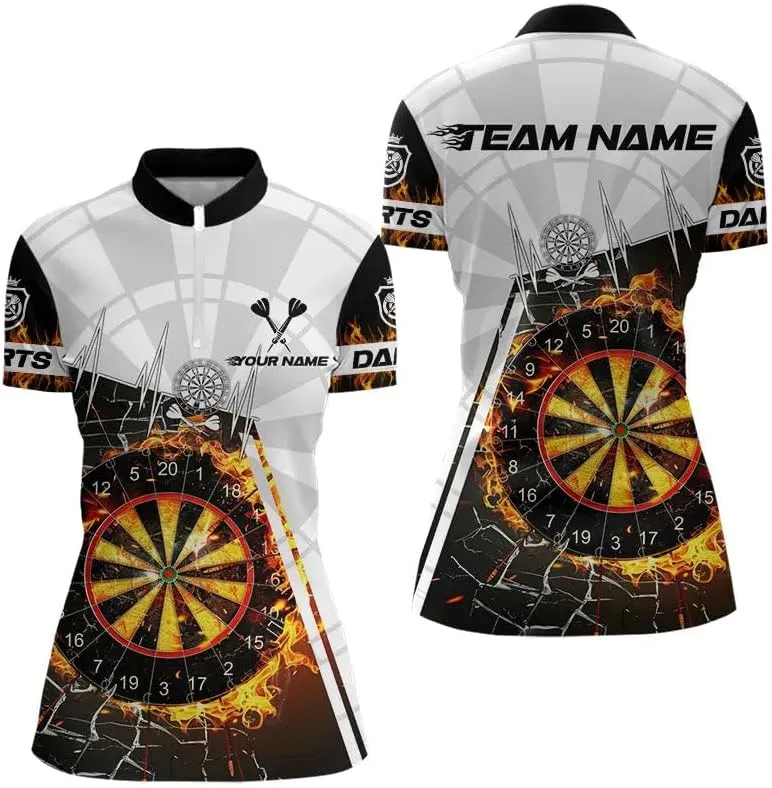 Customized Name, Team Name Jersey, Grunge Turquoise Panther Dart Shirts Polo & Quarter Zip Women Dart