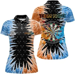 Customized Name, Team Name Jersey, Wolf Lightning Darts Polo & Quarter Zip Dart Shirts for Women Dart