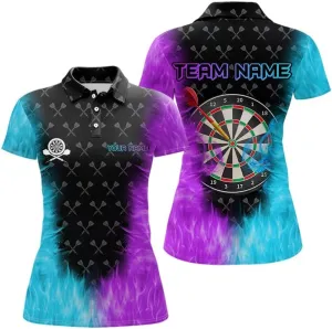 Customized Name, Team Name Jersey, Wolf Lightning Darts Polo & Quarter Zip Dart Shirts for Women Dart