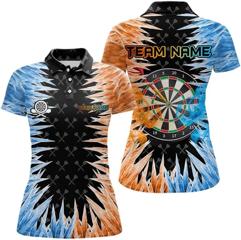 Customized Name, Team Name Jersey, Wolf Lightning Darts Polo & Quarter Zip Dart Shirts for Women Dart