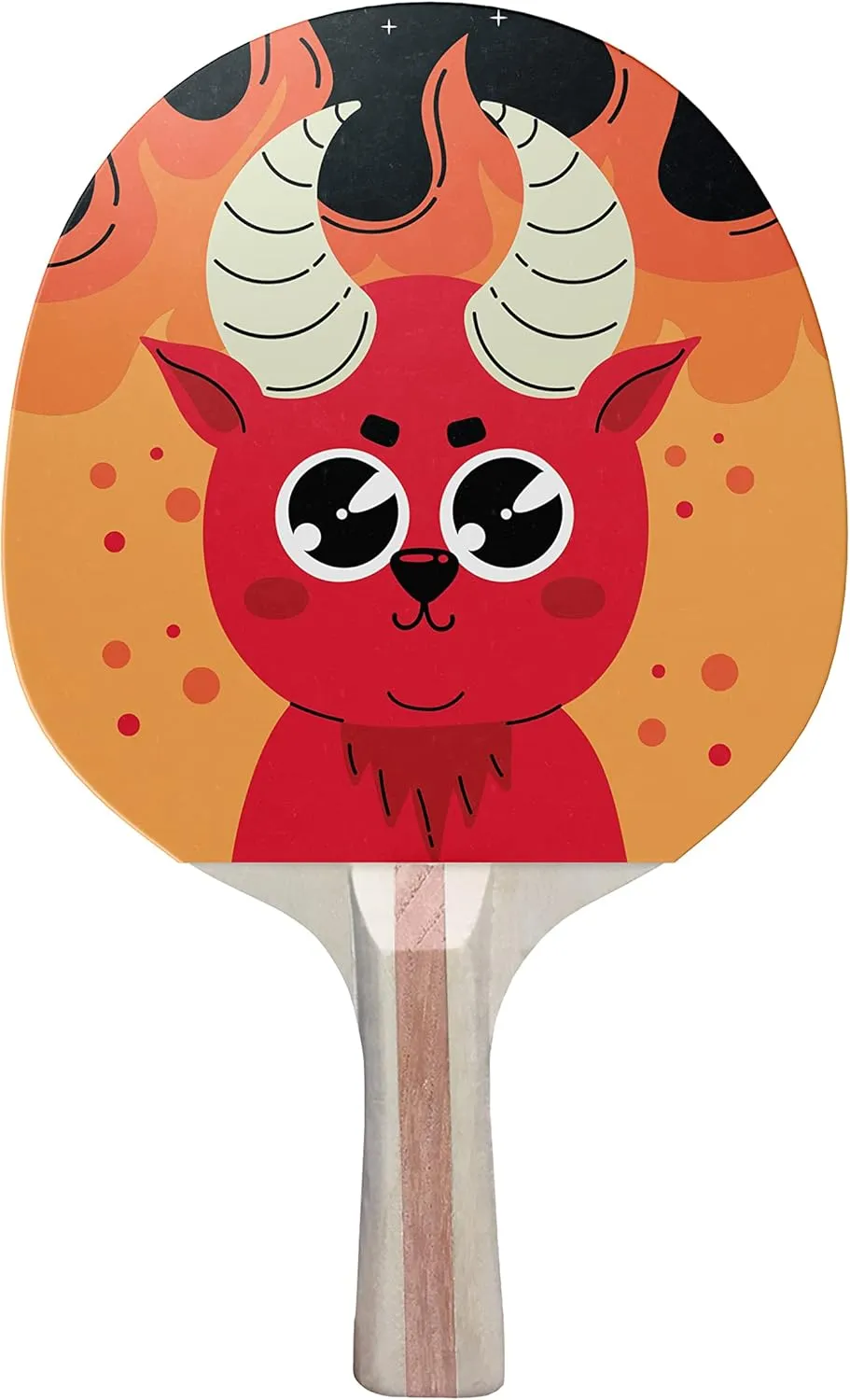Cute Devil Colorful Design Ping Pong Paddle, Premium 5 Ply Table Tennis Racket (Black on Back)