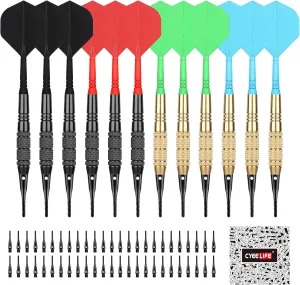 CyeeLife Darts Plastic Tip,Soft Tip Darts Set,12 Pcs 18 Gram with 50 Extra Dart Tips for Electronic Dartboard