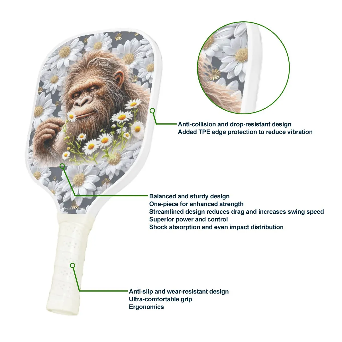 Daisy Bigfoot Sasquatch Pickleball Paddle