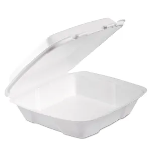 Dart 90HTPF1R Lg Perforated Foam Hinged Container, 9 in (Case of 200),White