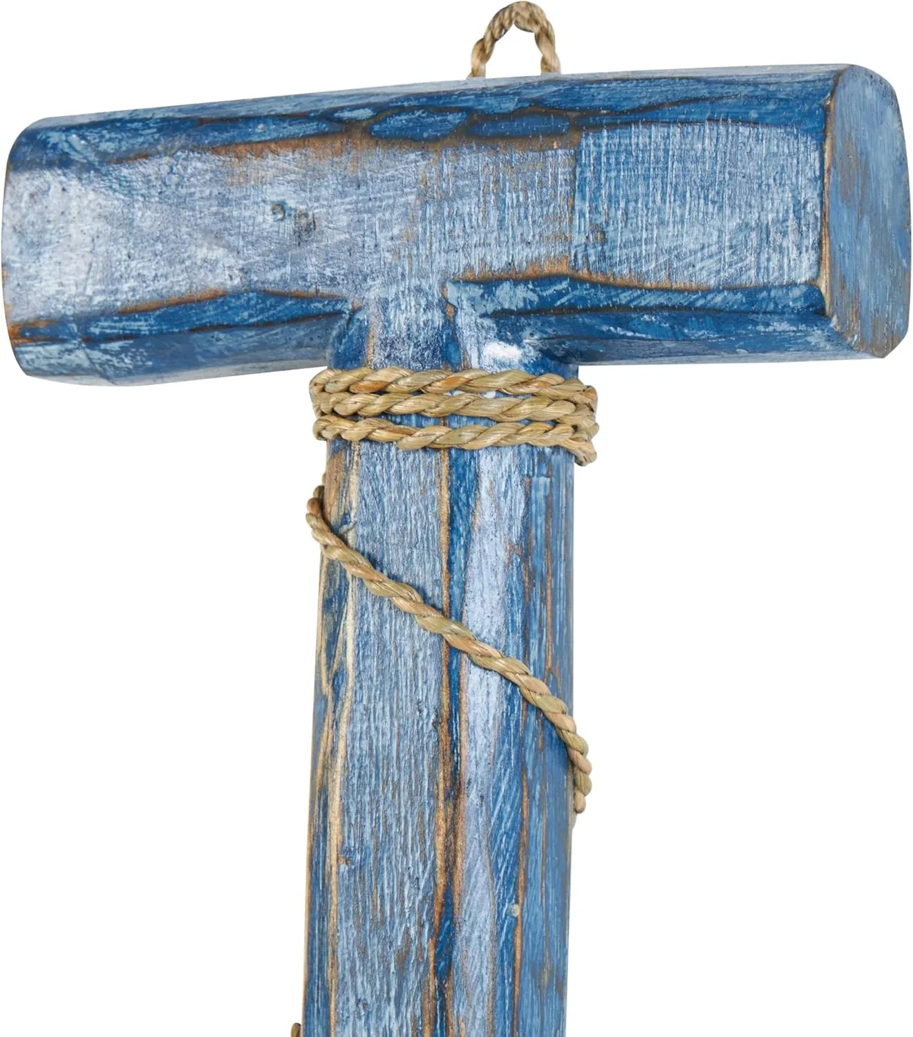 Deco 79 Wood Paddle Home Wall Decor Beach House Sign Wall Sculpture with Blue Accents and Rope Detail, Wall Art 6" x 2" x 47", Brown