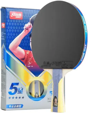 DHS New 5 Star Table Tennis Racket H5002/H5006, 5 Stars Series Pingpong Paddle Finished Bat Factory-Made Both Side Hurricane 3 Rubbers for All-Round Players