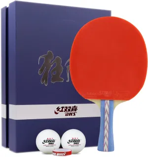 DHS Ping Pong Paddles Professional Table Tennis Racket with Hurricane Rubber Carrying Case - ITTF Approved Rubber for Tournament Play