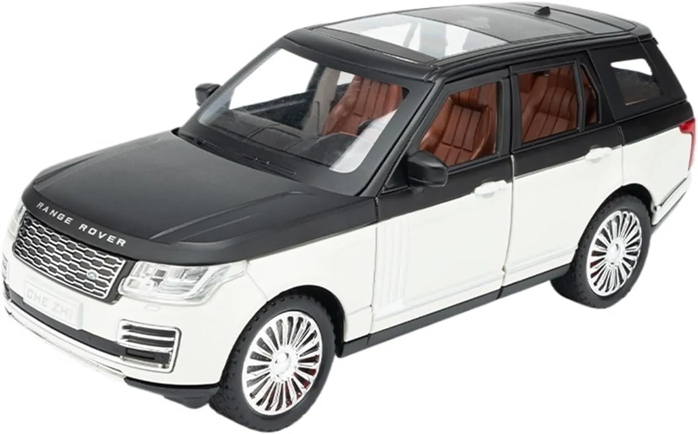 Die Casting 1:24 for Land Rover Range Rover Defender Alloy Simulation Car Model Sound and Light Pull-Back Miniature Model Collection Presents(Range Rover White)