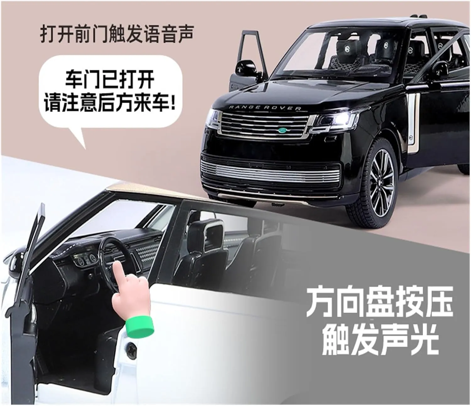 Die Casting 1:24 for Land Rover Range Rover Defender Alloy Simulation Car Model Sound and Light Pull-Back Miniature Model Collection Presents(Range Rover White)