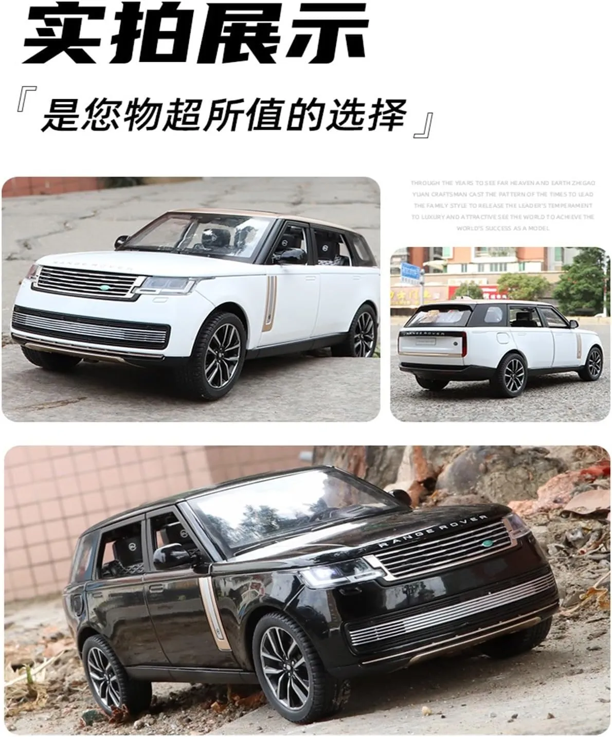 Die Casting 1:24 for Land Rover Range Rover Defender Alloy Simulation Car Model Sound and Light Pull-Back Miniature Model Collection Presents(Range Rover White)