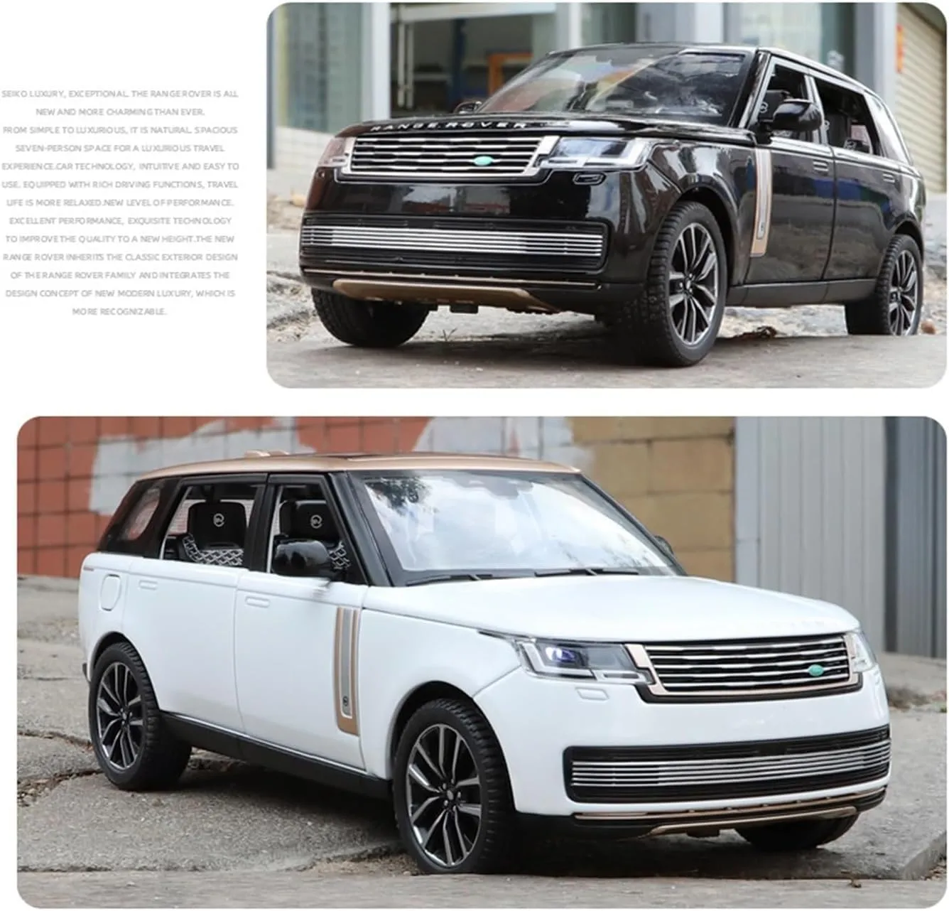 Die Casting 1:24 for Land Rover Range Rover Defender Alloy Simulation Car Model Sound and Light Pull-Back Miniature Model Collection Presents(Range Rover White)
