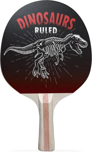Dinosaurs Ruled Colorful Design Ping Pong Paddle, Premium 5 Ply Table Tennis Racket (Red on Back)