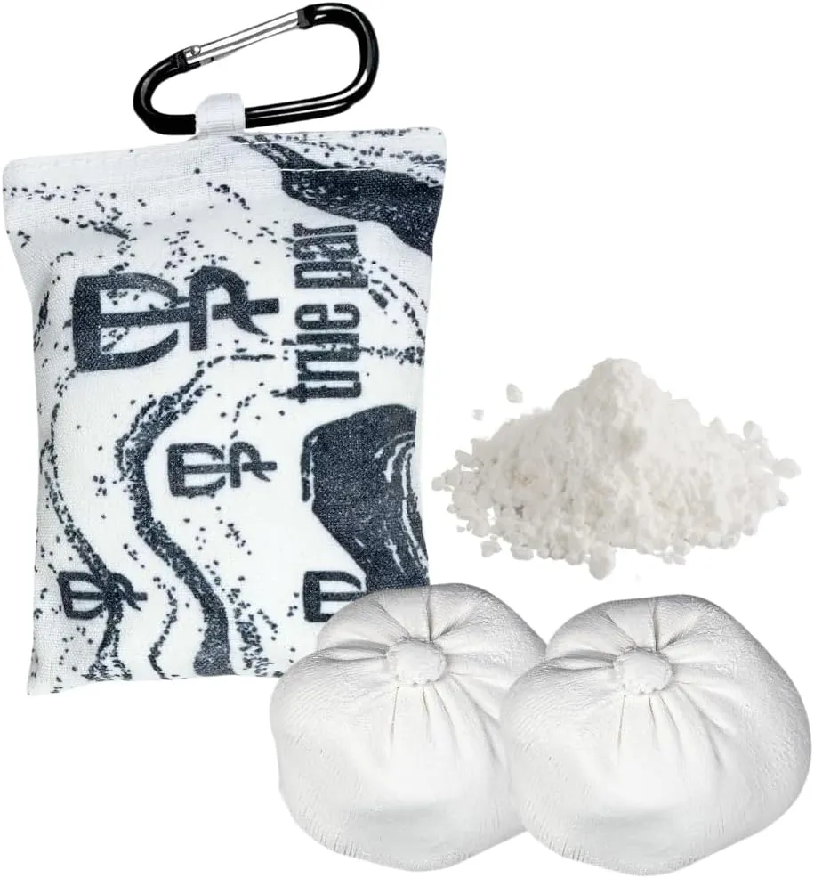 Disc Golf Chalk Bag Bundle | 2 Extra Chalk Balls Included | Refillable Grip Enhancer Hand Chalk | Disc Golf Accessories Grip Bag with Carabiner | Disc Golf Gifts