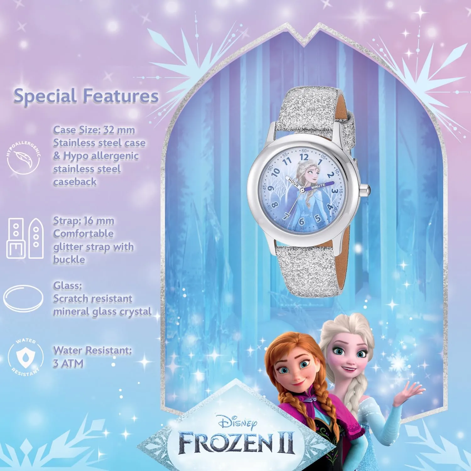 Disney Frozen Kids' Stainless Steel Time Teacher Analog Quartz Strap Watch