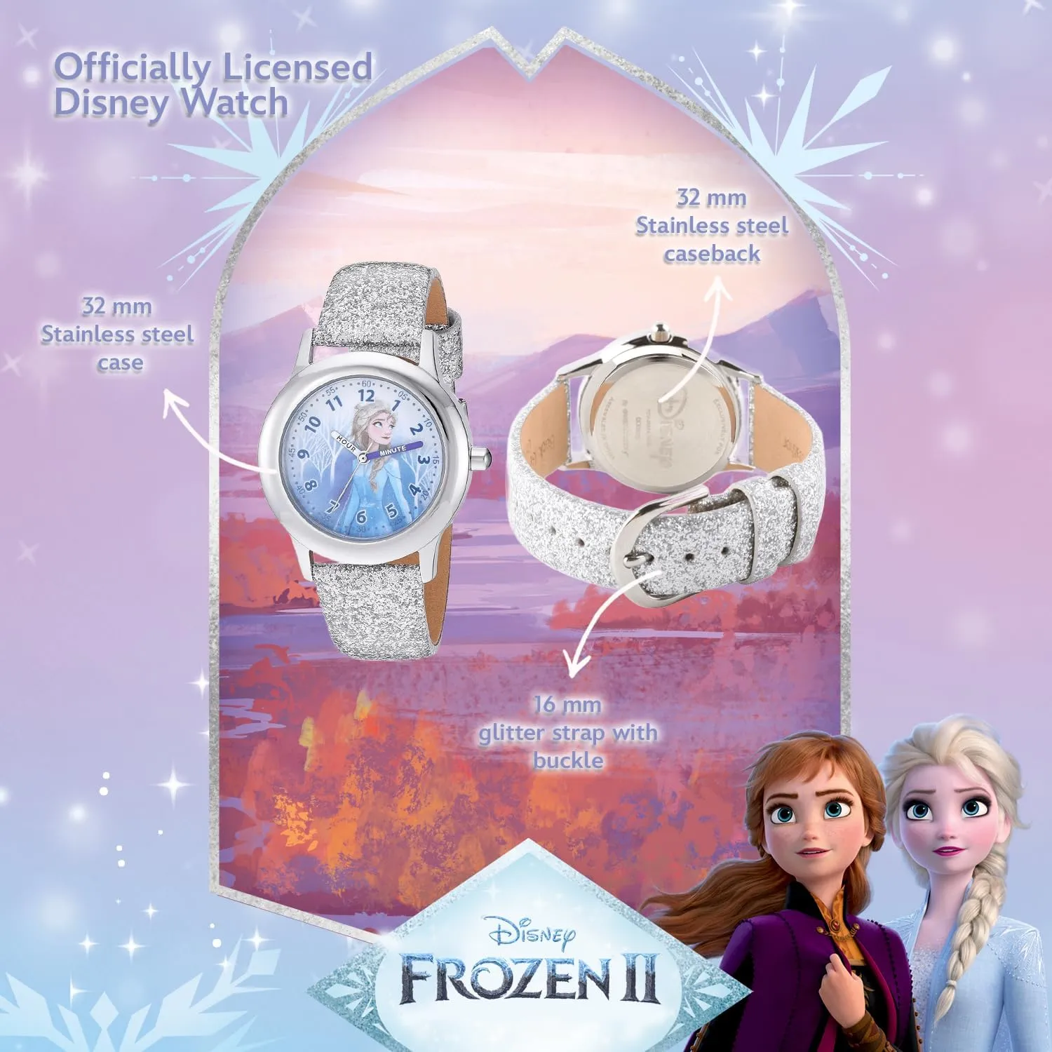 Disney Frozen Kids' Stainless Steel Time Teacher Analog Quartz Strap Watch