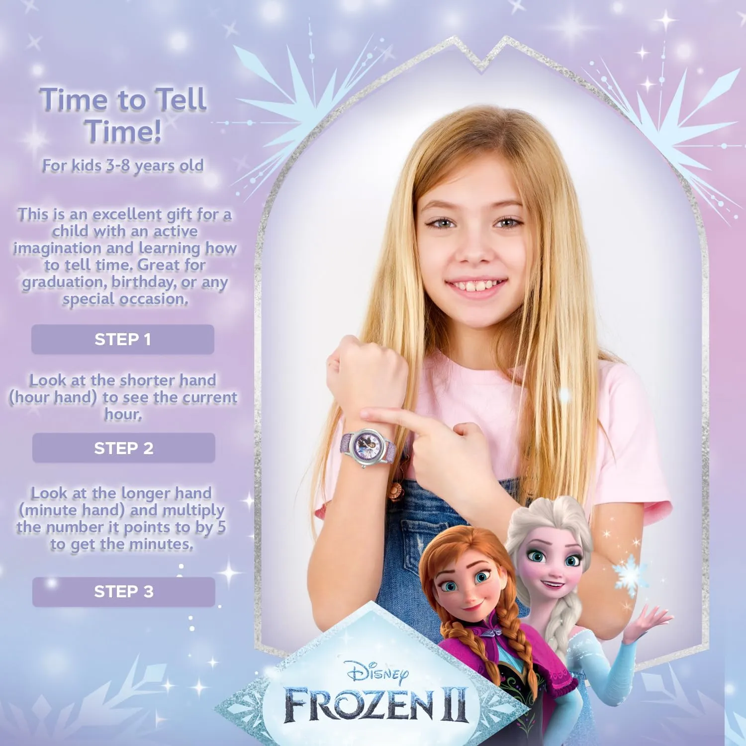 Disney Frozen Kids' Stainless Steel Time Teacher Analog Quartz Strap Watch