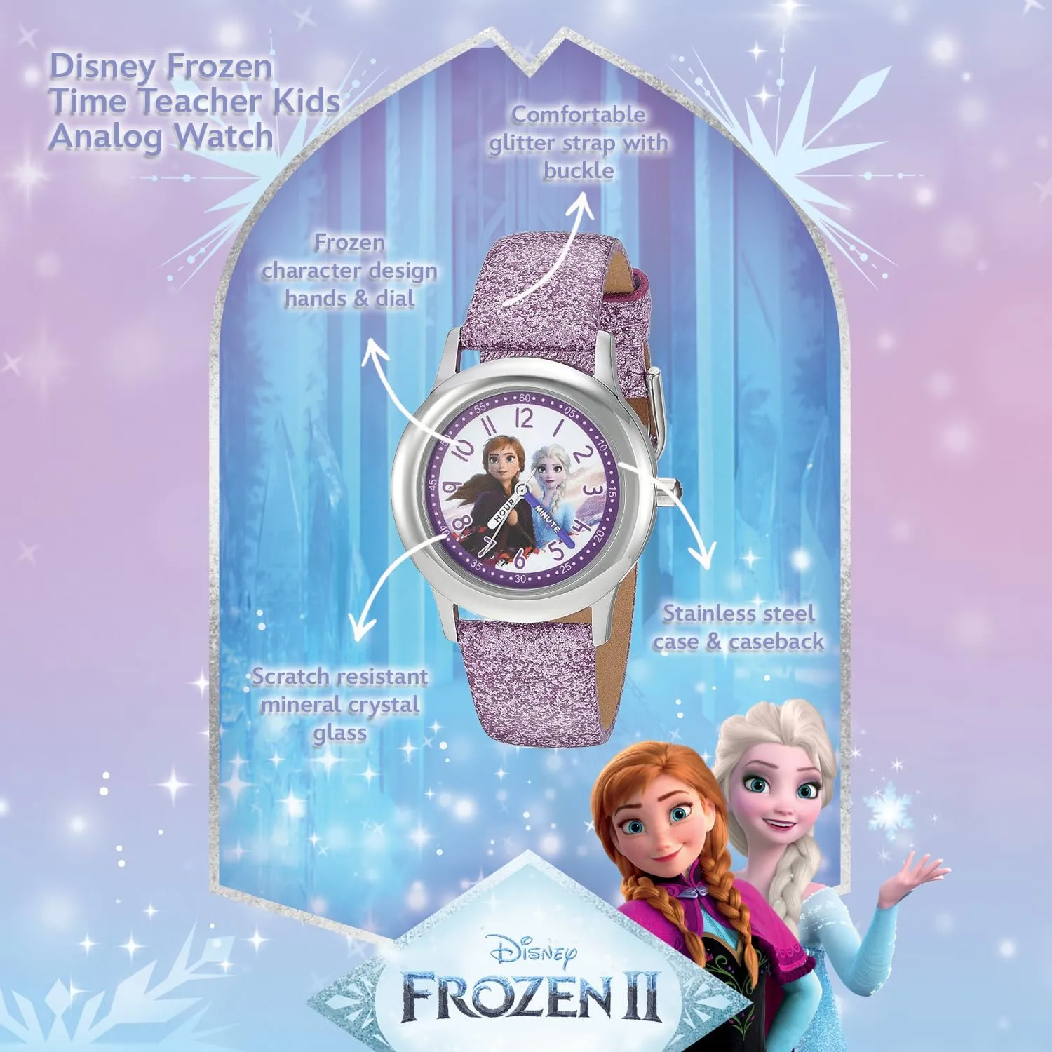 Disney Frozen Kids' Stainless Steel Time Teacher Analog Quartz Strap Watch