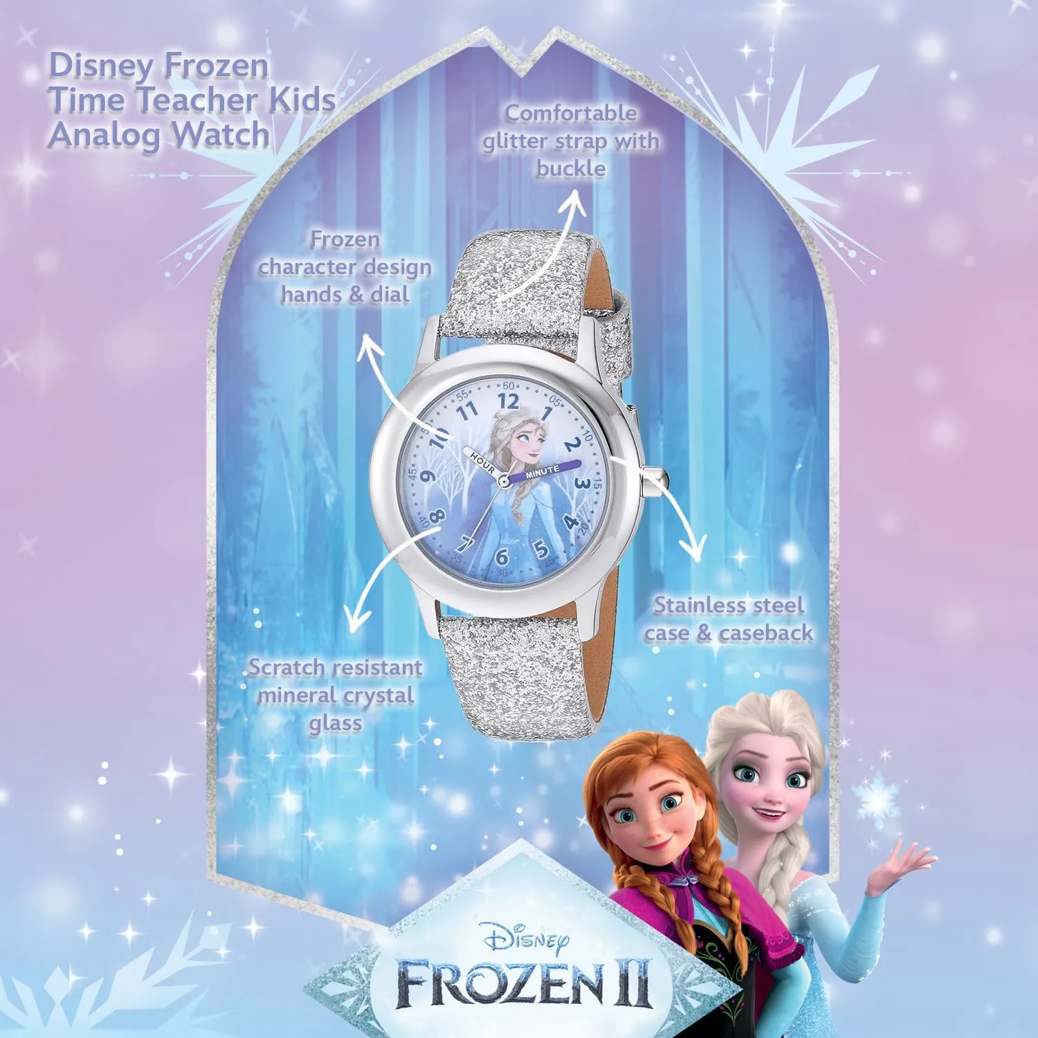 Disney Frozen Kids' Stainless Steel Time Teacher Analog Quartz Strap Watch