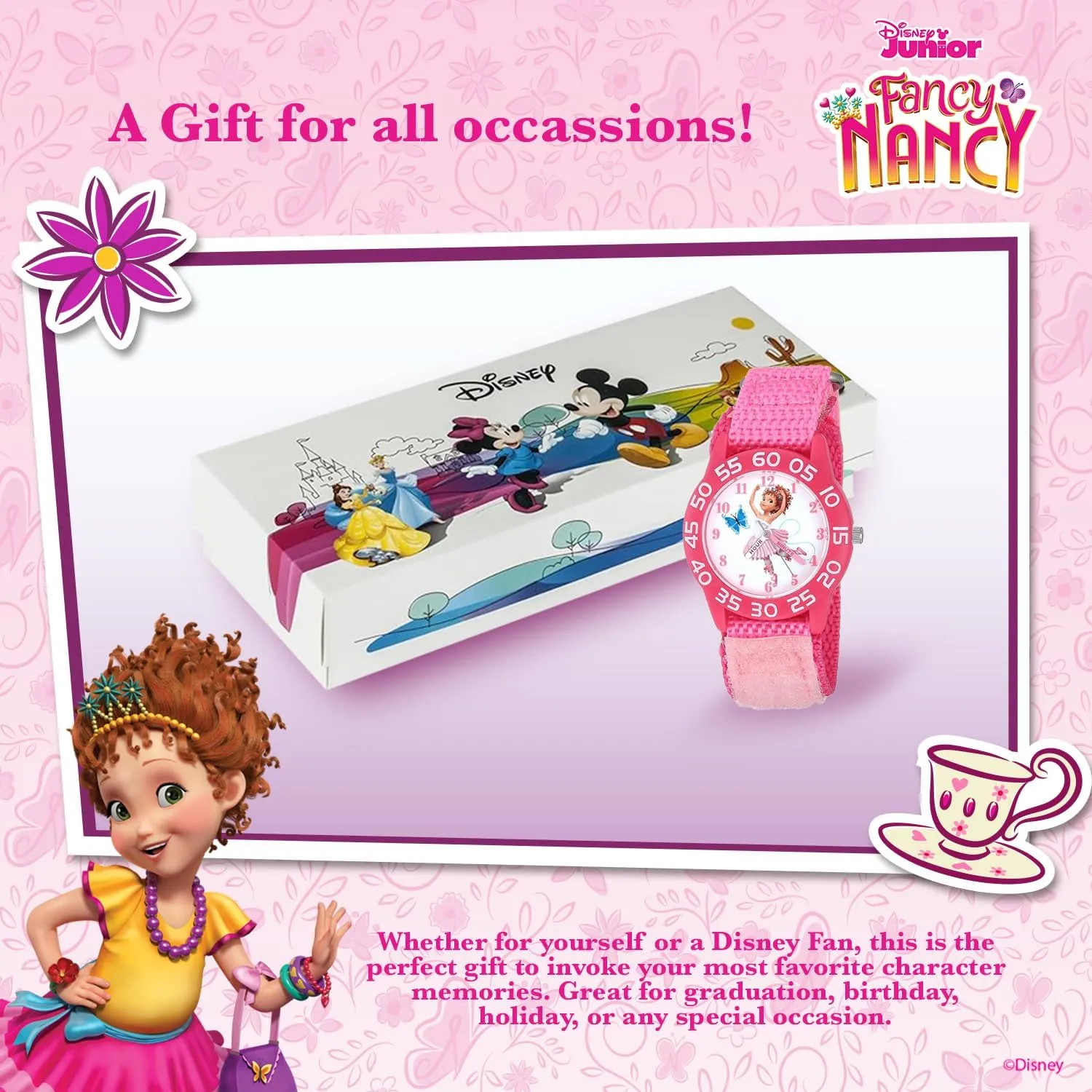 Disney Jr. Kids' Plastic Time Teacher Analog Quartz Nylon Strap Watch