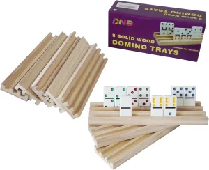 DNB Wooden Domino Racks Trays - Set of 8 Holders 3 Slots per Holder - Dominoes NOT Included