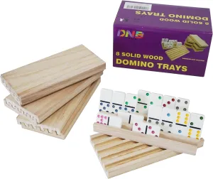 DNB Wooden Domino Racks Trays - Set of 8 Holders 5 Slots per Holder - Dominoes NOT Included