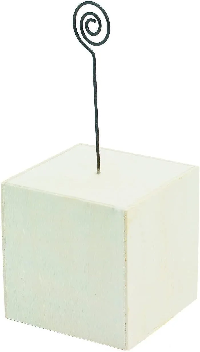 Do It Yourself Wood Photo Holder Block - Set of 12 Picture Holders - Each 3 Inch - DIY Crafts for Kids and Fun Home Activities