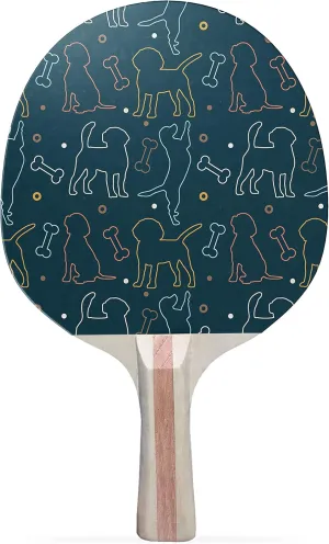 Dogs Outline Colorful Design Ping Pong Paddle, Premium 5 Ply Table Tennis Racket (Red on Back)