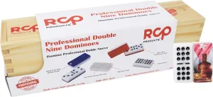 Dominos Set for Adults – Professional Double 9 Cuban Dominoes Set, Classic Travel Board Game with Wood Case Juegos de Mesa (Buchanan's and Flag PR)