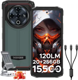 DOOGEE Fire 6 Power(2025) Rugged Smartphone,15500mAh/33W Fast,120LM Flashlight Rugged Phone, 256GB/TF 2TB,50MP,Android 14 Unlocked Phone with 3-in-1 Reverse Charging,6.56" HD 90Hz Phones,NFC/OTG