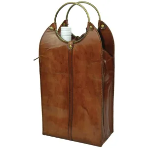 Double Leather Wine Bottle Holder W/ Ring Handles (4 Colors to Choose)