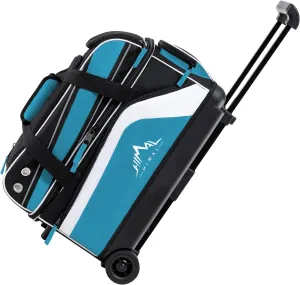 Double Roller 2 Ball Bowling Bag with Separate Shoe Compartment for Bowling Shoes (Up To US Men Size 15) and Abundant multifunction Accessory Pocket, Upgraded fabric, Retractable Handle - Extends to 40"