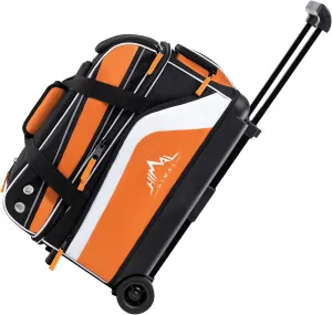 Double Roller 2 Ball Bowling Bag with Separate Shoe Compartment for Bowling Shoes (Up To US Men Size 15) and Abundant multifunction Accessory Pocket, Upgraded fabric, Retractable Handle - Extends to 40"