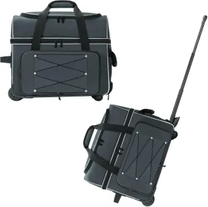 Double Roller Bowling Bag with Shoes Compartment, Large Capacity Bag with Multi-Pockets for 2 Balls and Accessories, 2 Ball Bowling Bag with Wheels & Retractable Handle