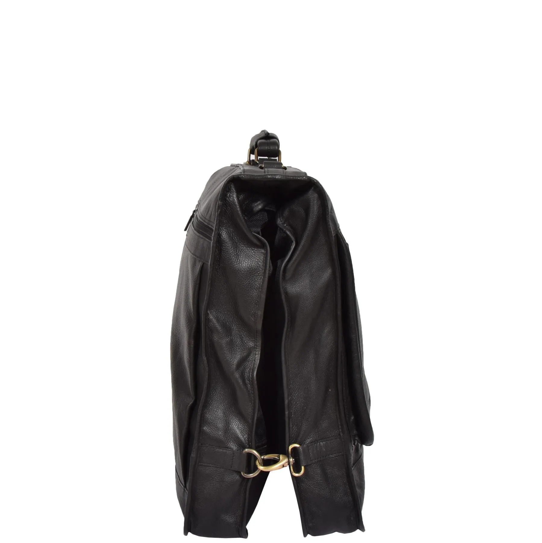 DR315 Genuine Luxury Leather Suit Garment Dress Carriers Black
