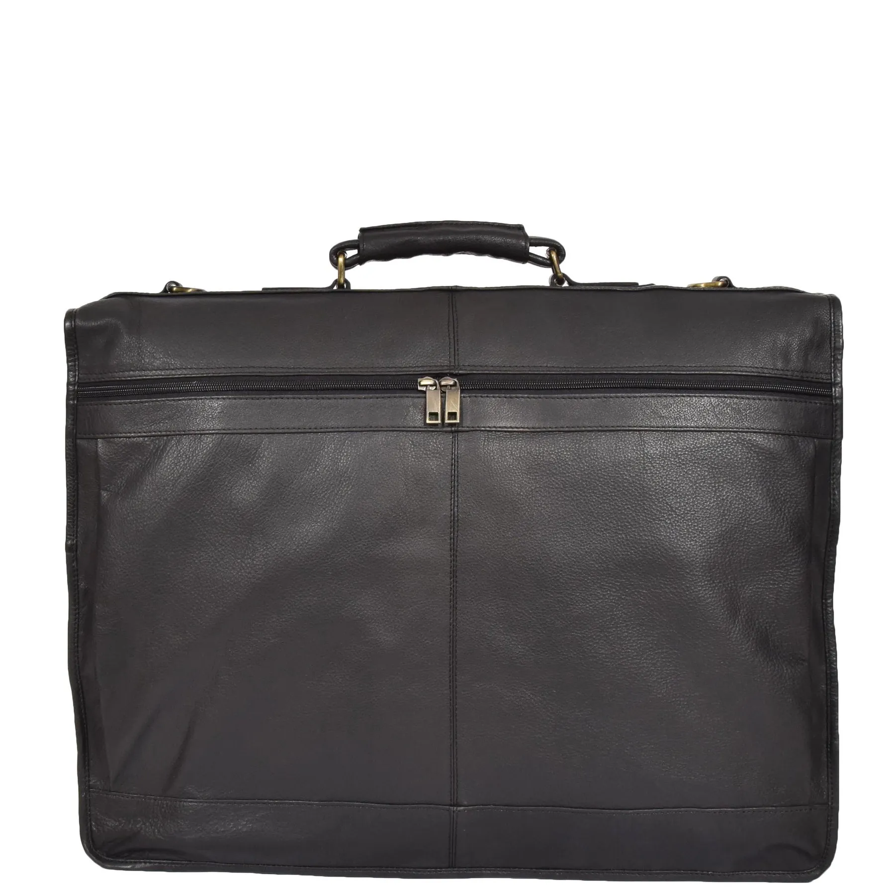 DR315 Genuine Luxury Leather Suit Garment Dress Carriers Black