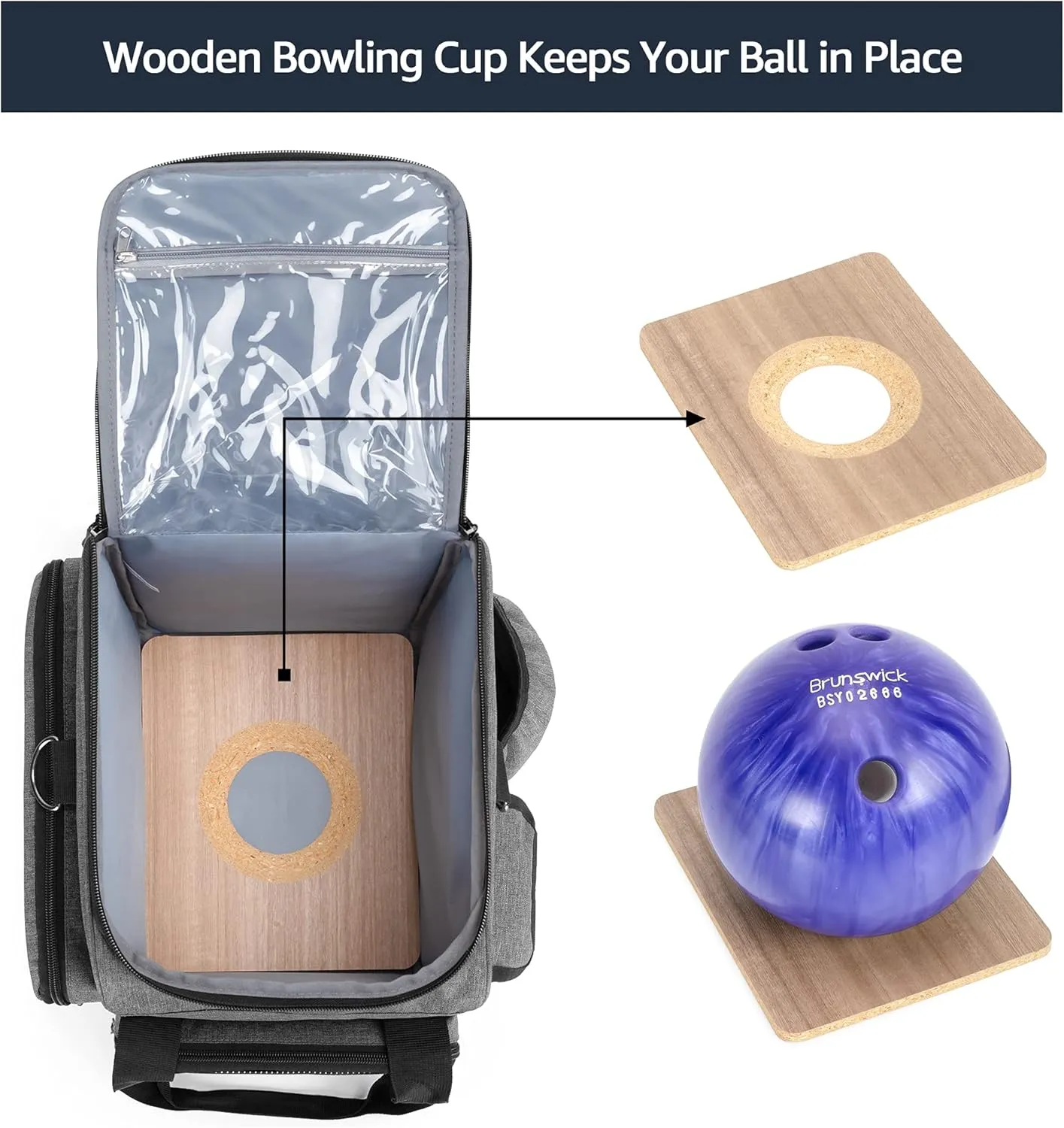 DSLEAF Bowling Ball Bag for Single Ball, Tote With Wooden Holder and Extra Storage Pockets
