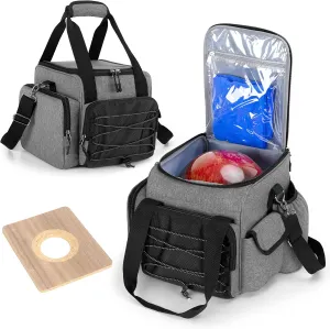 DSLEAF Bowling Ball Bag for Single Ball, Tote With Wooden Holder and Extra Storage Pockets