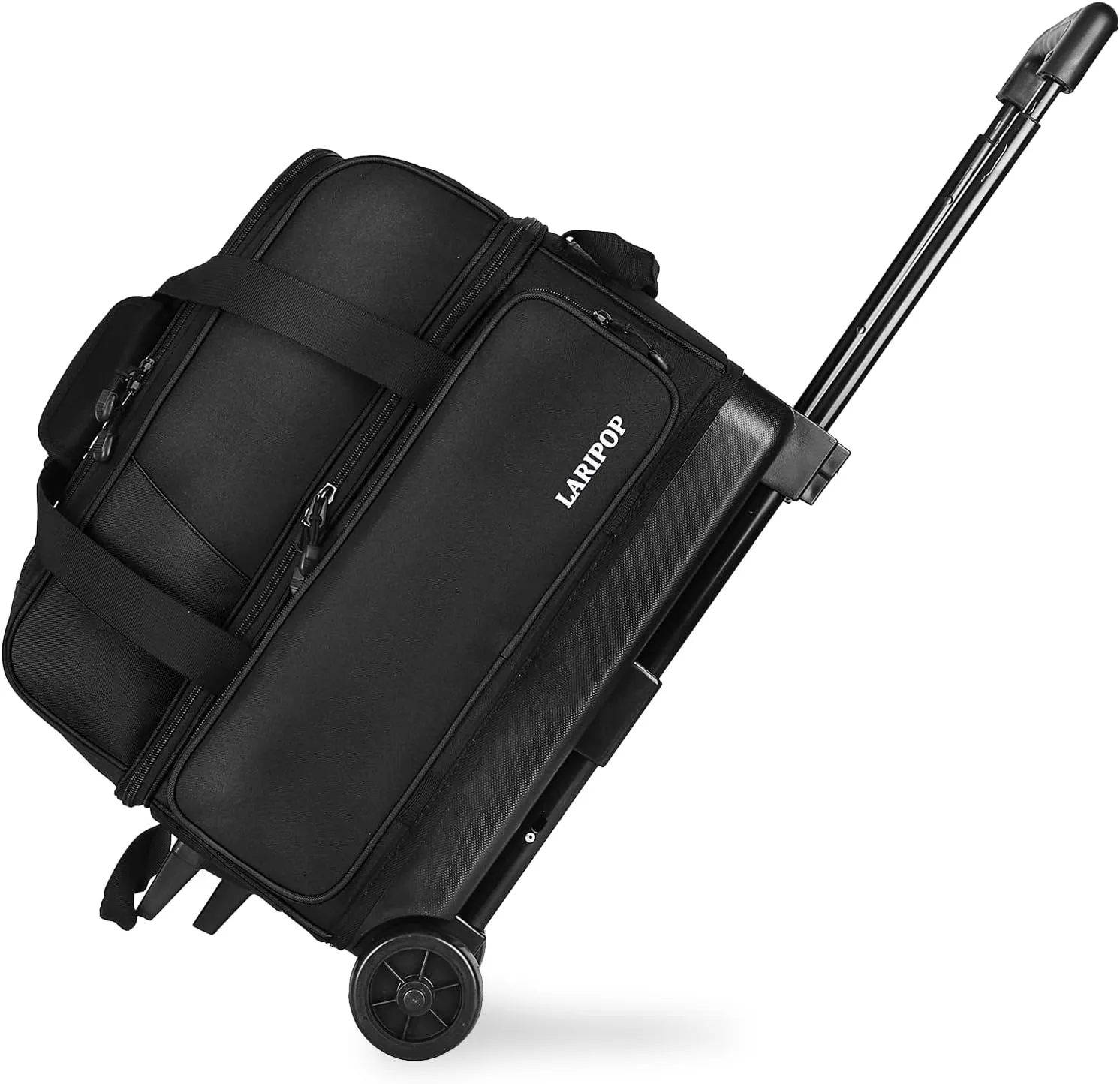 Dual Roller 2-Ball Bowling Bag, Featuring a Separate Large Shoe Compartment Capable, a 3-Section Telescopic Handle that Extends Up to 40"
