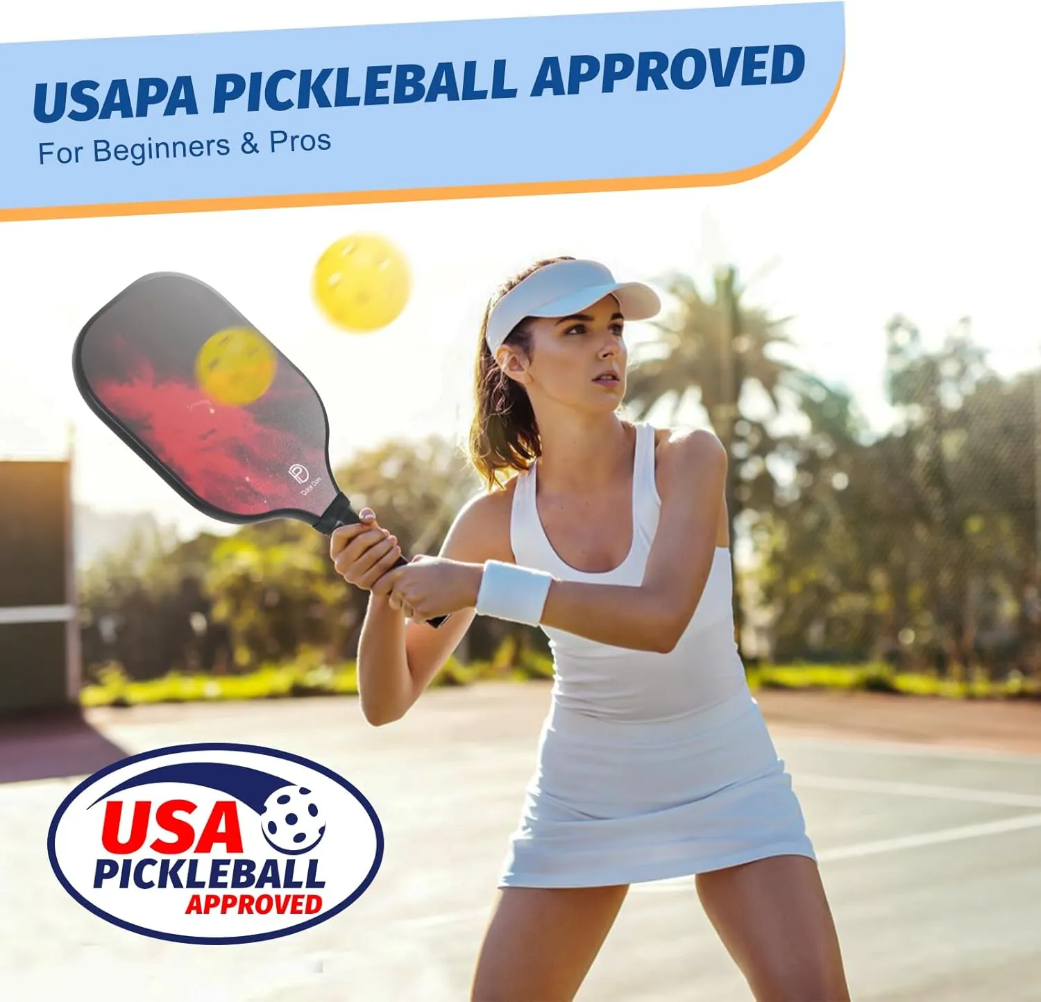 DULCE DOM Pickleball Paddles Set of 2/4 - USAPA Approved, Fiberglass Surface Pickleball Racket with 4 Indoor Outdoor Pickleball Balls and Pickleball Bag, Ideal Training Equipment Gift for Men & Women