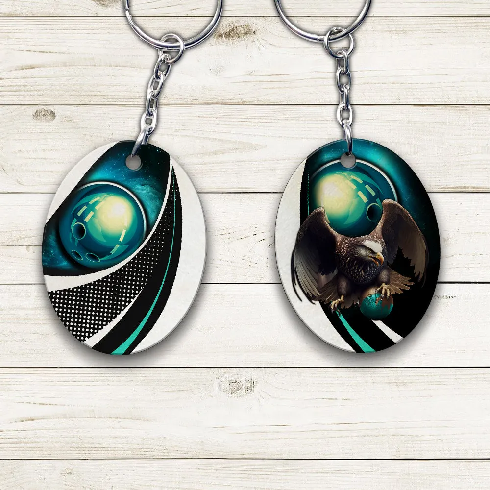 Eagle Bowling Team Blue Bowling Ball Keychain