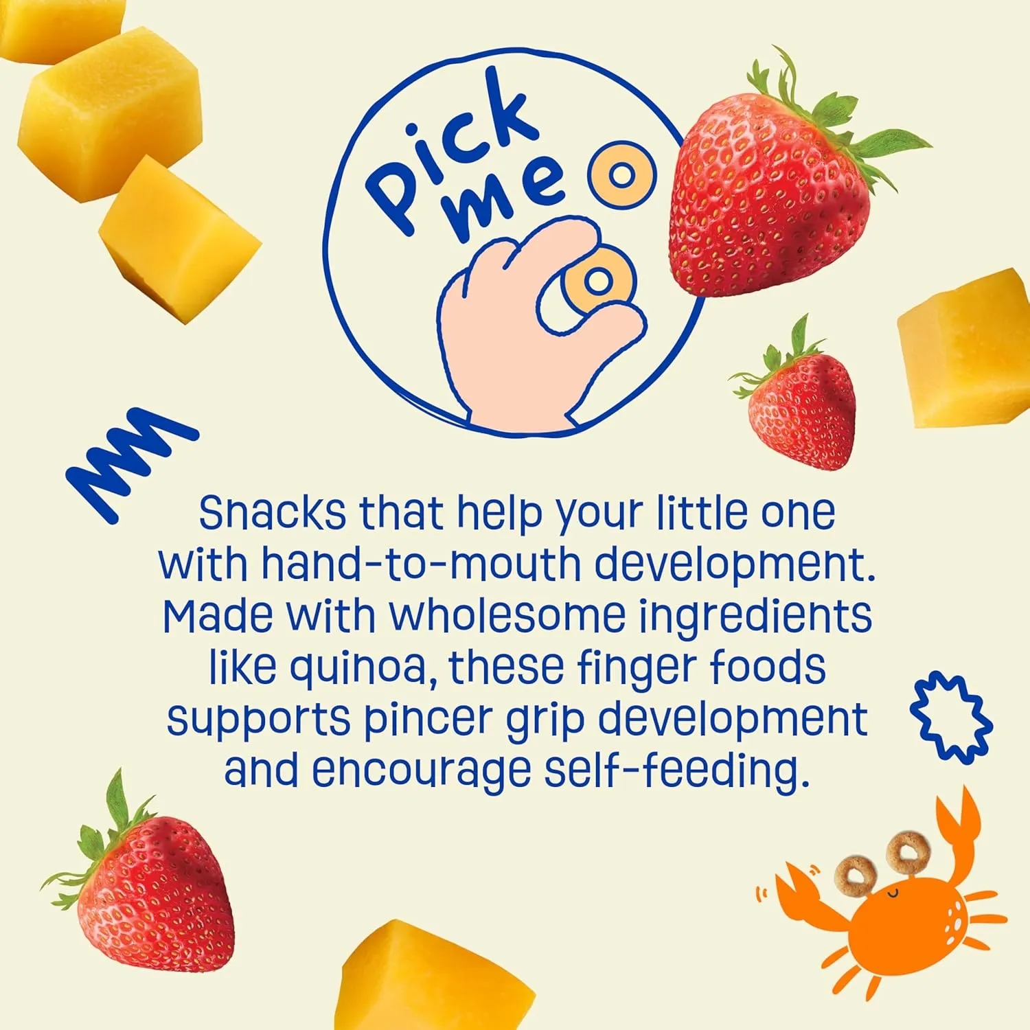Earth's Best Organic Melty Hoops, Bite-Sized Snacks for Babies 8 Months and Up, Strawberry and Mango, 0.70 Ounce Bags (Pack of 4)