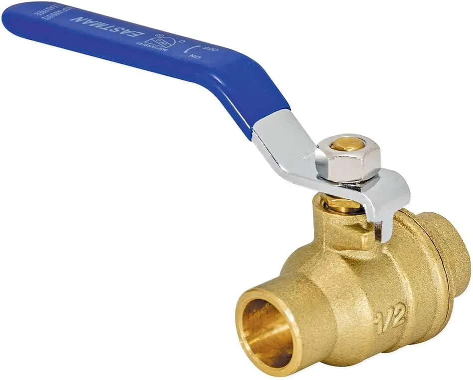 Eastman 1/2 Inch Sweat Heavy Duty Full Port Ball Valve, Brass Plumbing Fitting, 20061LF