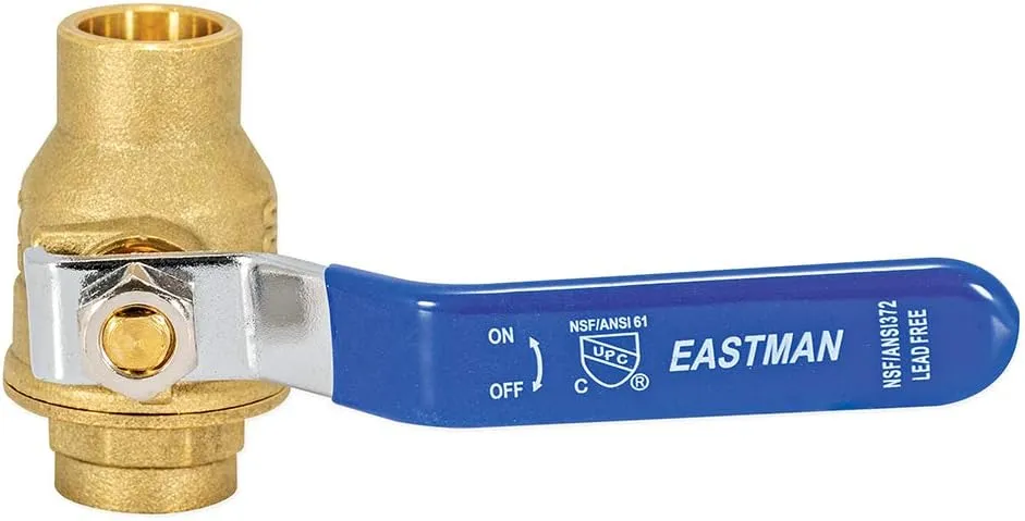 Eastman 1/2 Inch Sweat Heavy Duty Full Port Ball Valve, Brass Plumbing Fitting, 20061LF