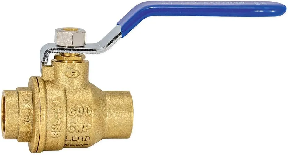 Eastman 1/2 Inch Sweat Heavy Duty Full Port Ball Valve, Brass Plumbing Fitting, 20061LF