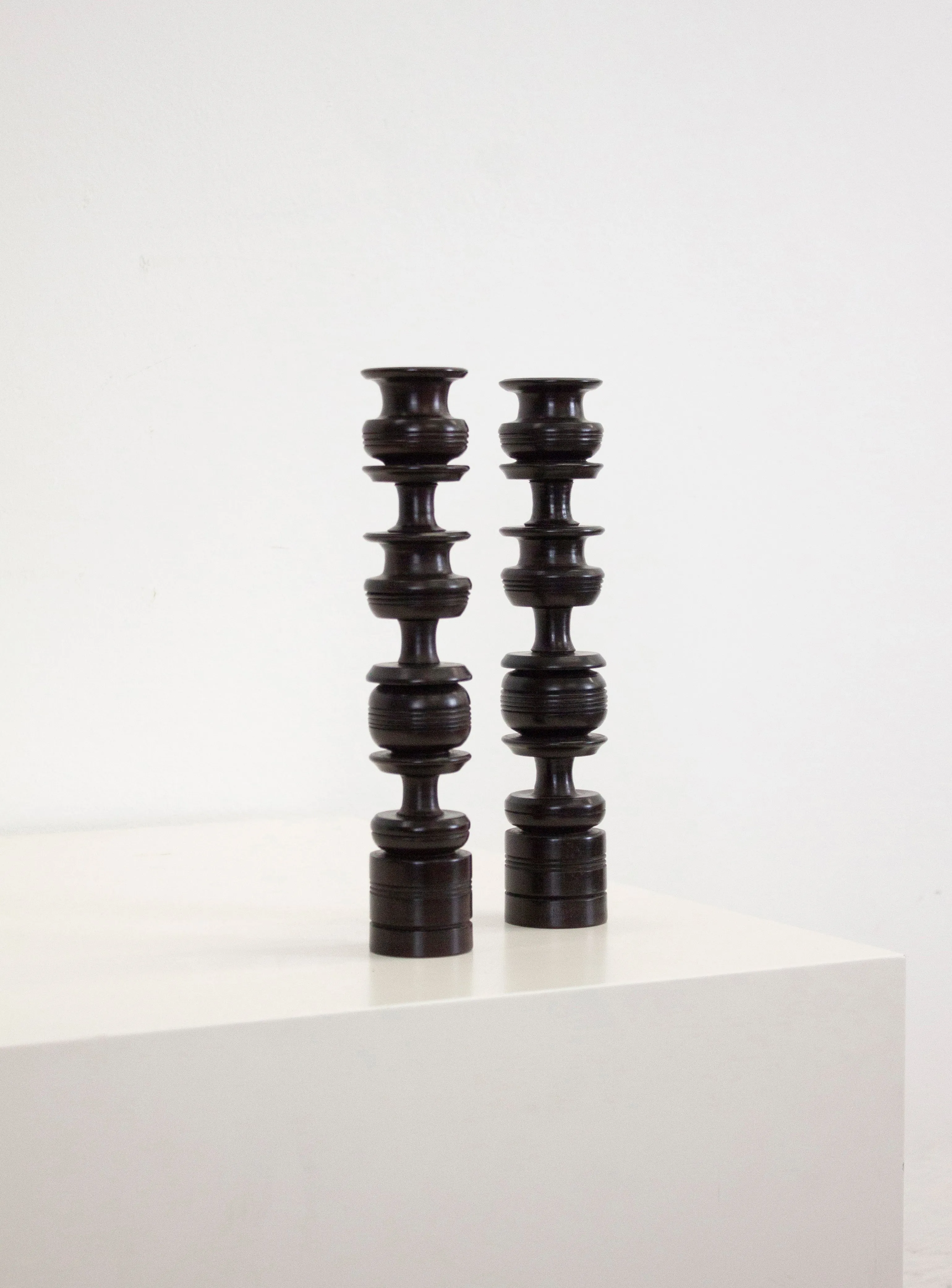 Ebony Wood Turned Candle Sticks