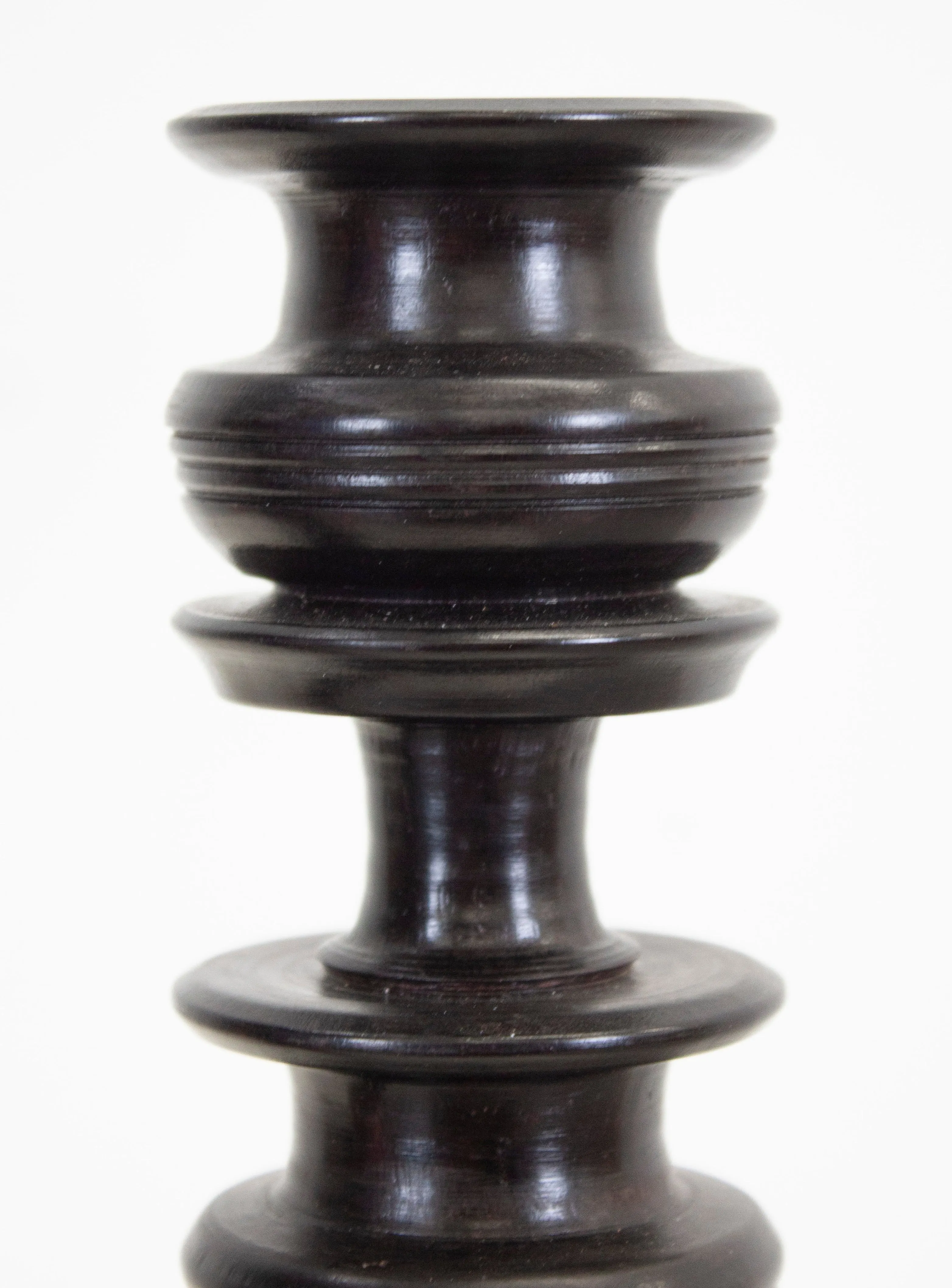 Ebony Wood Turned Candle Sticks