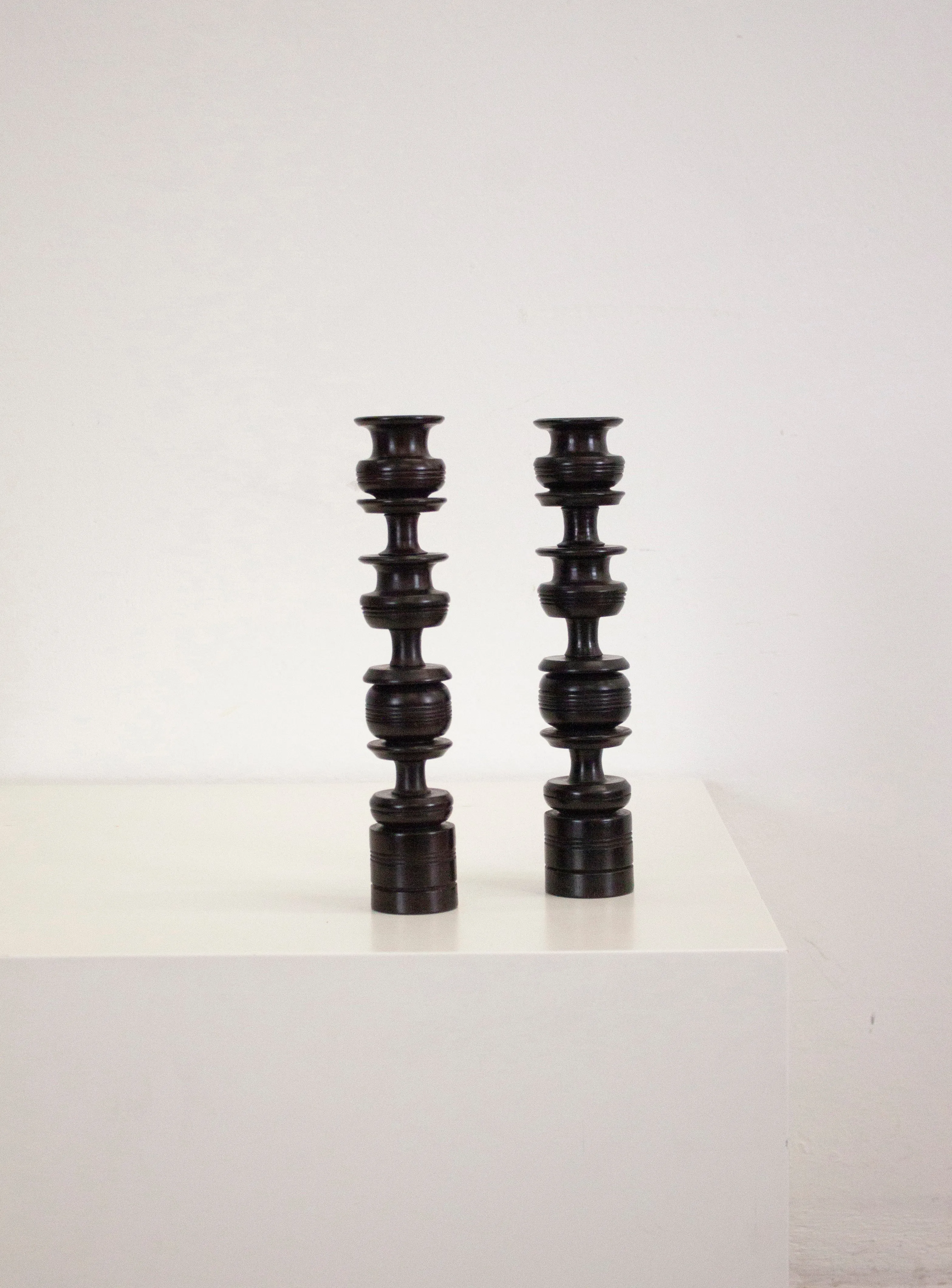 Ebony Wood Turned Candle Sticks