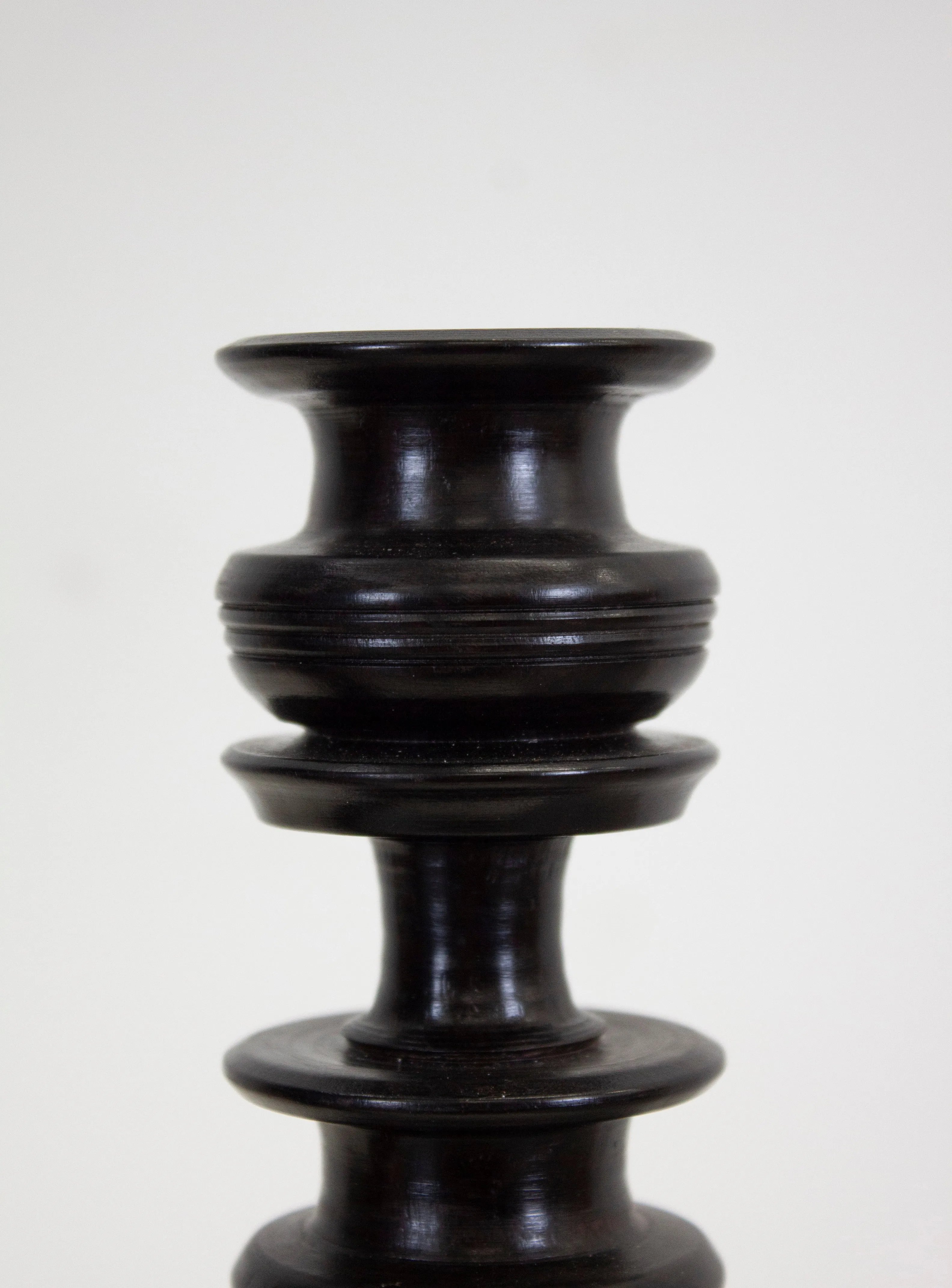 Ebony Wood Turned Candle Sticks