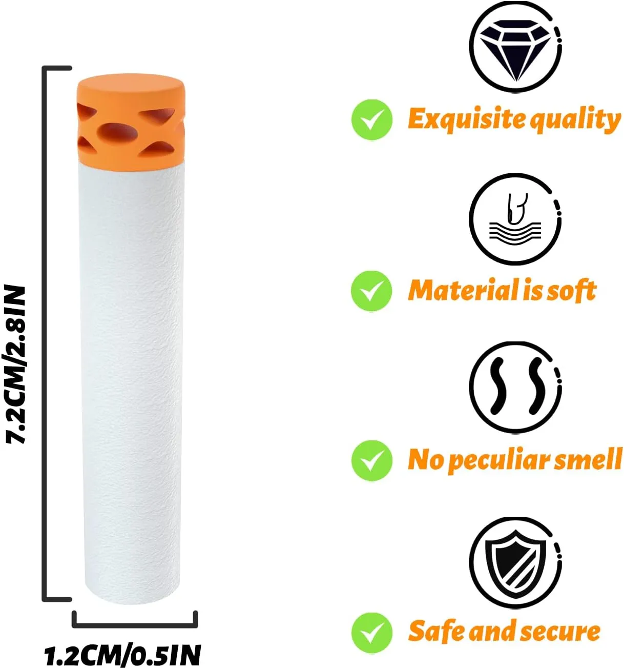 EKIND 200 Pcs Waffles Darts Refill Pack Foam Bullet Compatible for NERF N-Strike Series Blaster (Glow at Dark, White)